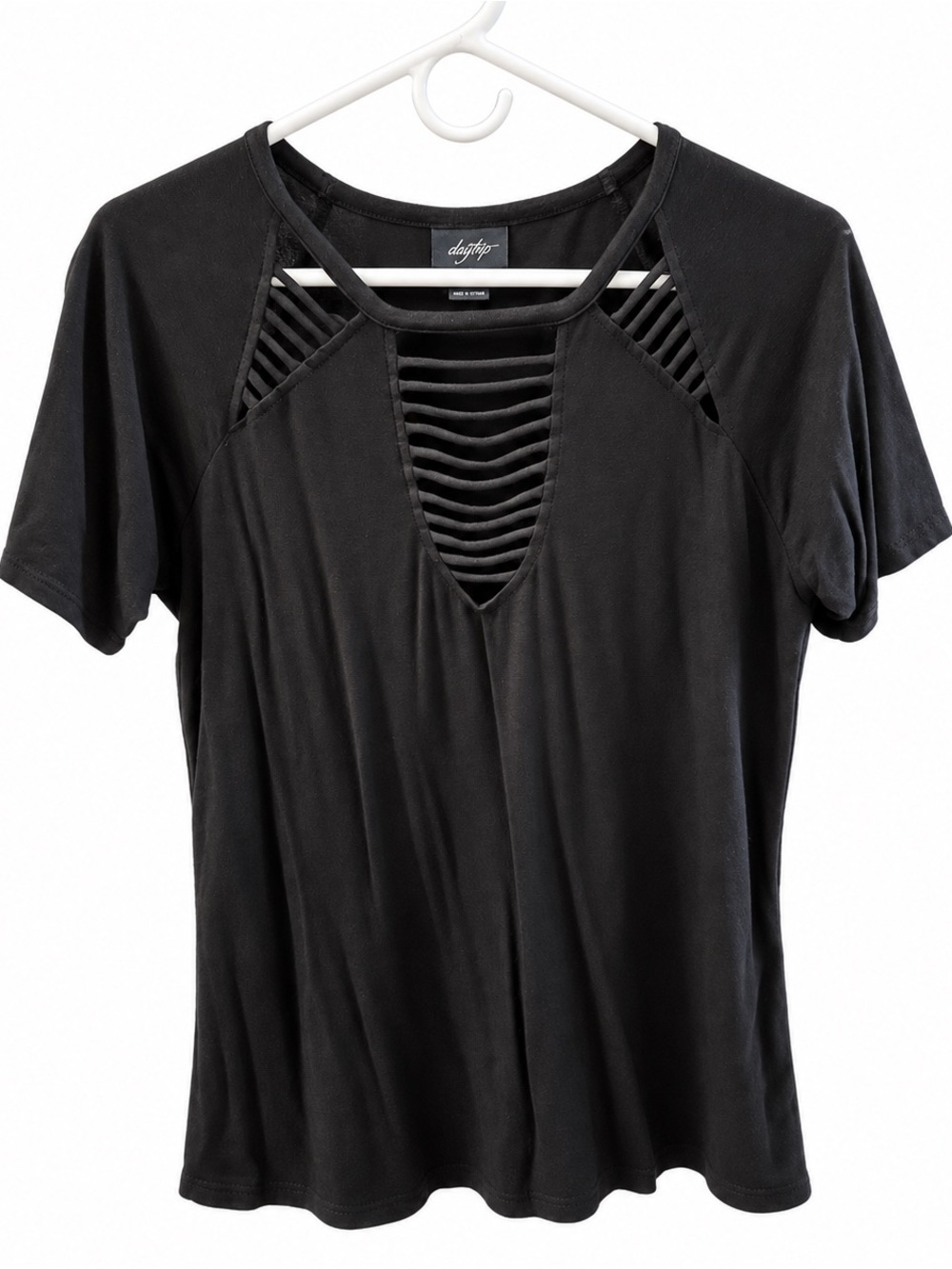 Daytrip Black Strappy Cutout Top Size Medium